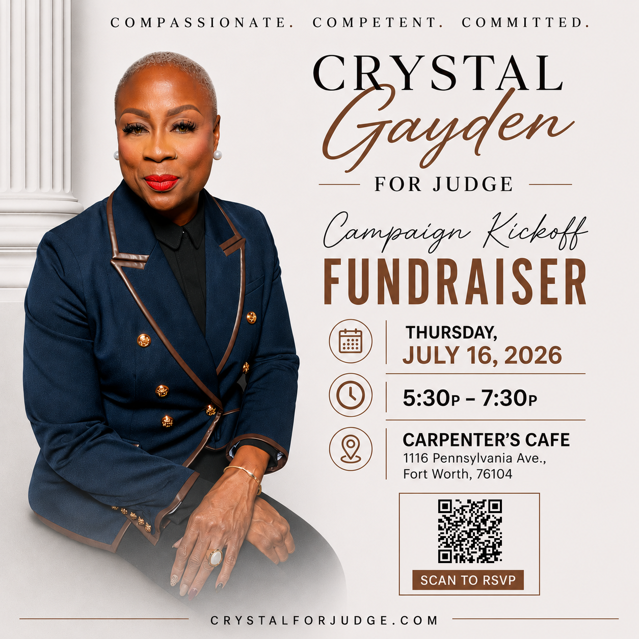 Crystal Gayden for Judge – Campaign Kickoff Fundraiser, Thursday July 16, 2026