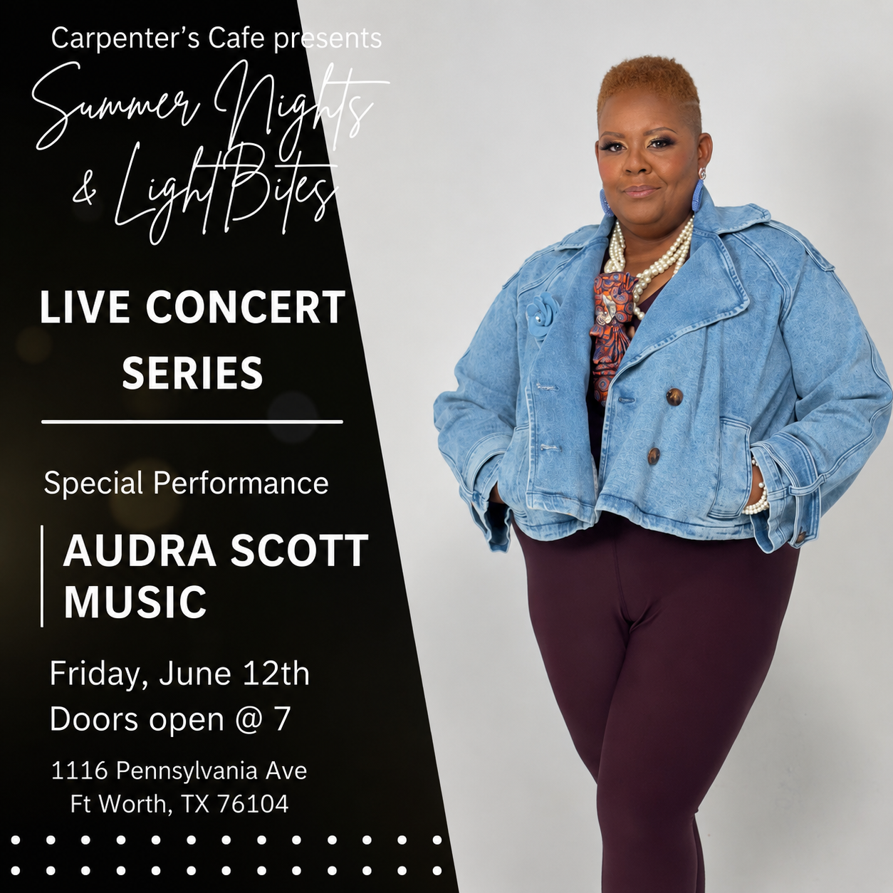 Summer Nights & Light Bites – Live Concert Series featuring Audra Scott Music, Friday June 12
